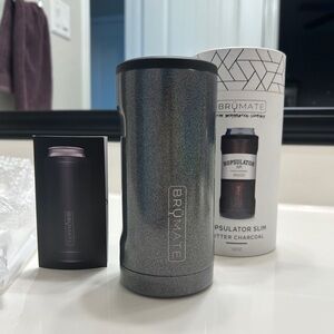 BrüMate Glitter Charcoal Hopsulator Slim Can Koozie